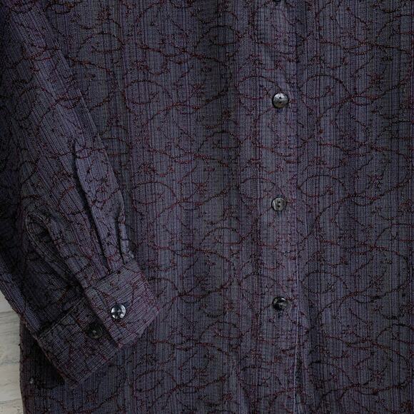 The Territory Ahead Vintage Jacquard Shirt Gray Red Button Front Casual Mens XL - Picture 3 of 6
